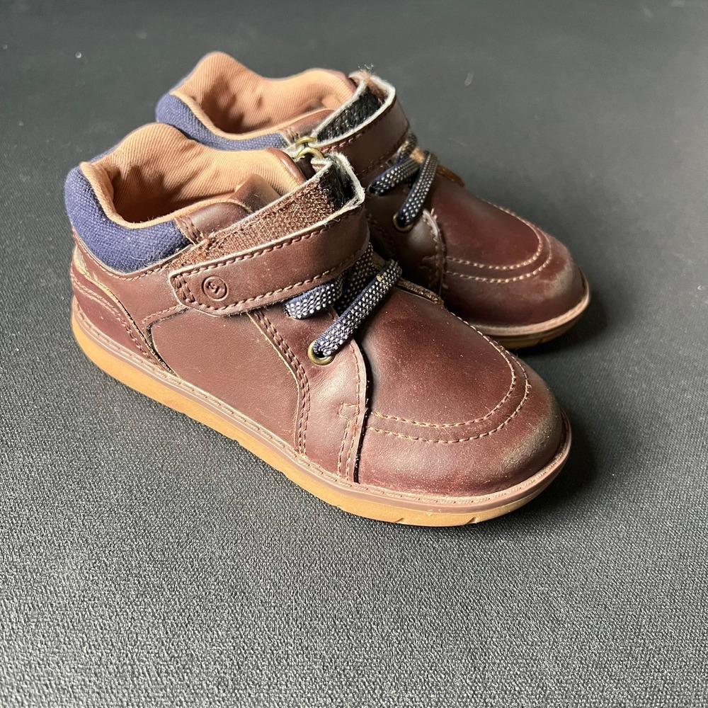 Stride Rite SRT Anders Boys Brown Leather Sneakers Size 8.5M Classic Preppy